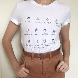 Fank & Oak white tee Liana Finck collab size XS